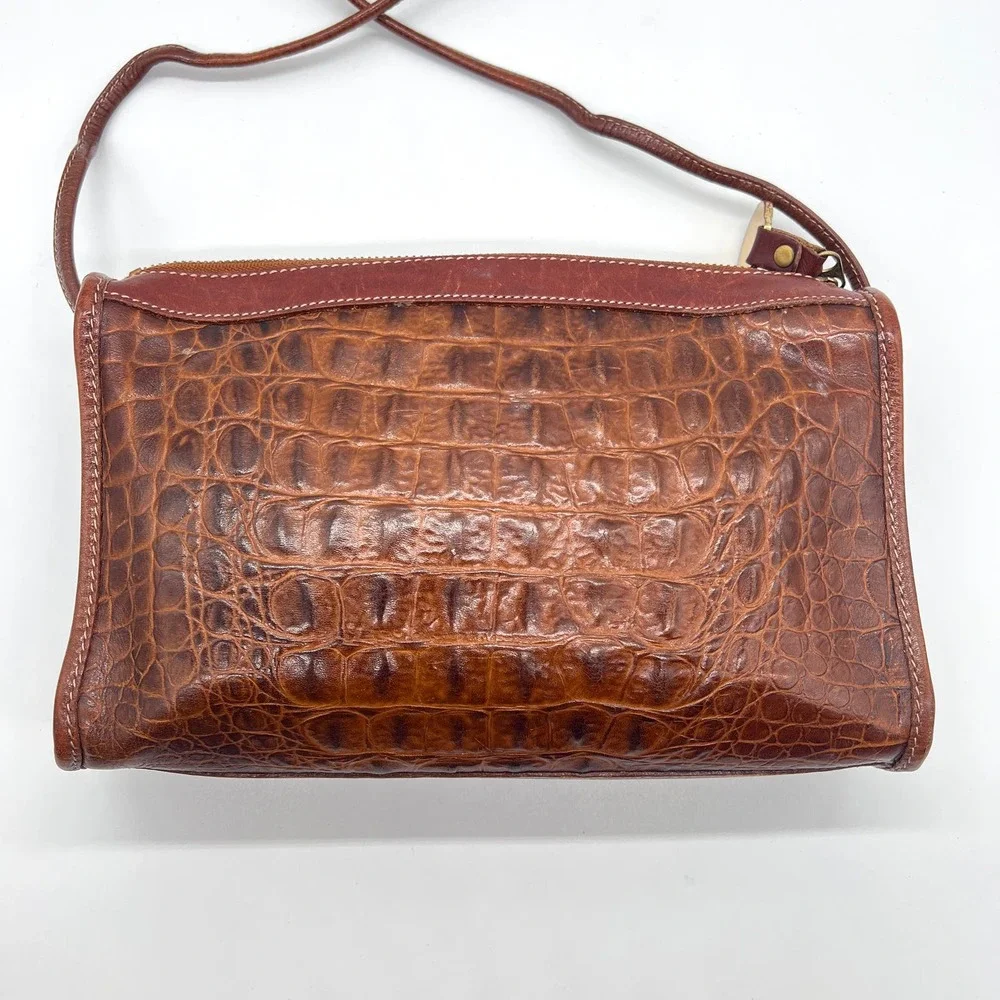 BRAHMIN Vintage Alligator Crossbody Bag Womens Brown Leather Embossed Crocodile - Picture 3 of 16